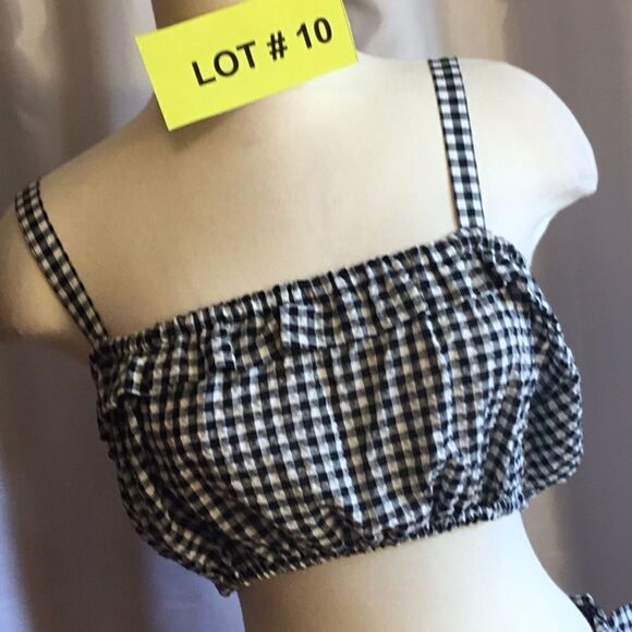 Seersucker gingham in black & white top & skort st - Picture 5 of 15